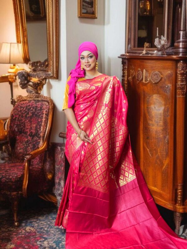 Katan Saree (Pinkish-Red)