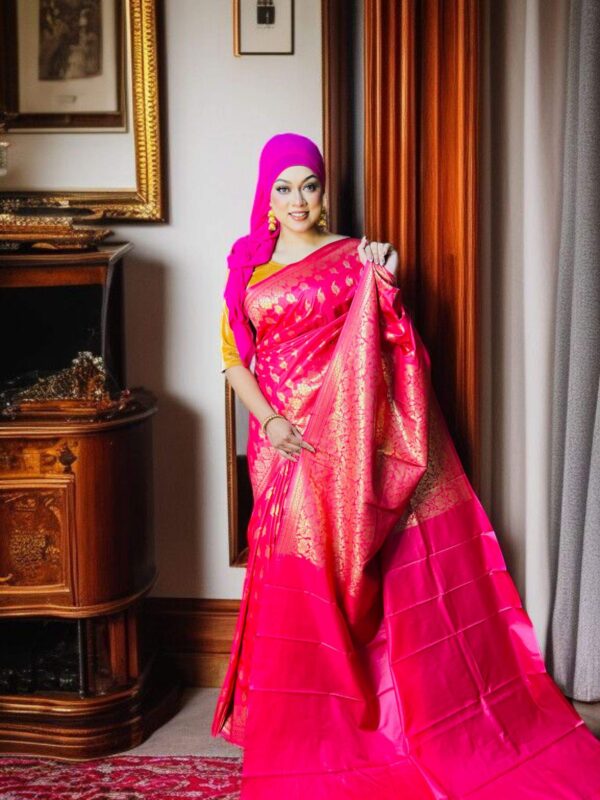 Katan Saree (Pinkish-Red)