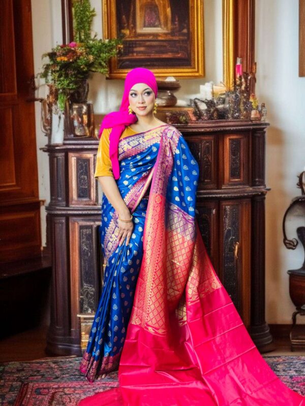 Katan Saree (Deep Blue)
